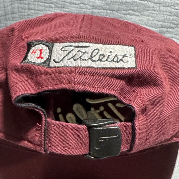 Titleist FootJoy Golf Hat Maroon Burgundy Red Strapback USA 100% Cotton - Picture 4 of 6
